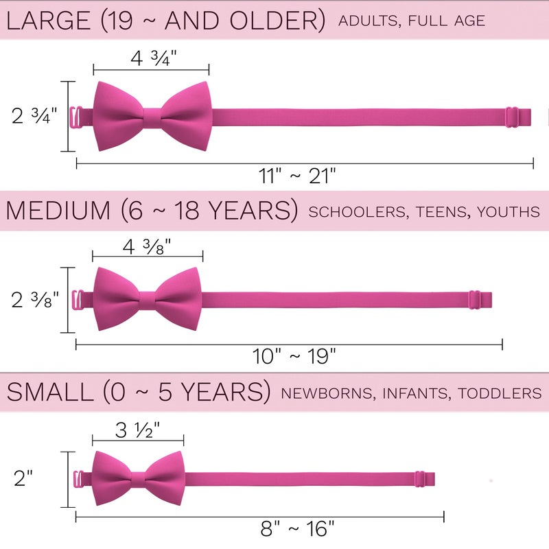 Bow Tie House Men's Classic Pre-Tied Bow Tie Formal Solid Tuxedo (Large, Hot Pink) - Image 4